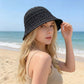 Crochet Bucket Sun Hat with Open Weave Texture and Flexible Brim Design