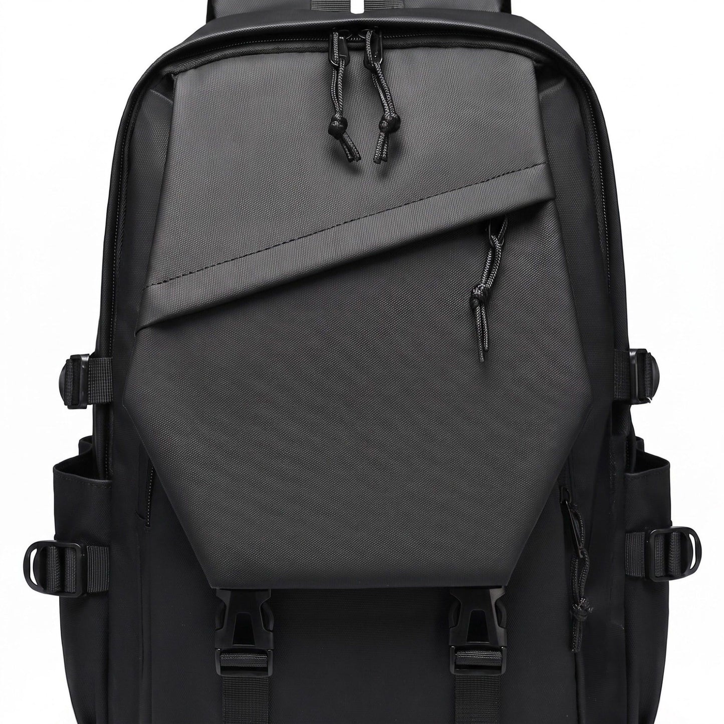 Multi-Pocket Utility Backpack with Buckle Straps, Side Pockets and Padded Shoulder Straps