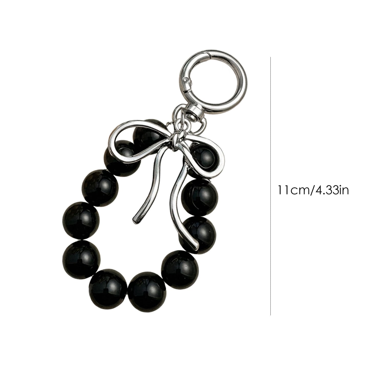 Beaded Bow Keychain with Round Bead Loop and Metal Clip Bag Charm