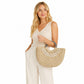 Straw Woven Shell Handbag with Round Handle