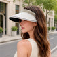 Wide Brim Visor Hat with Faux Pearl Embellished Band and Open Top Design