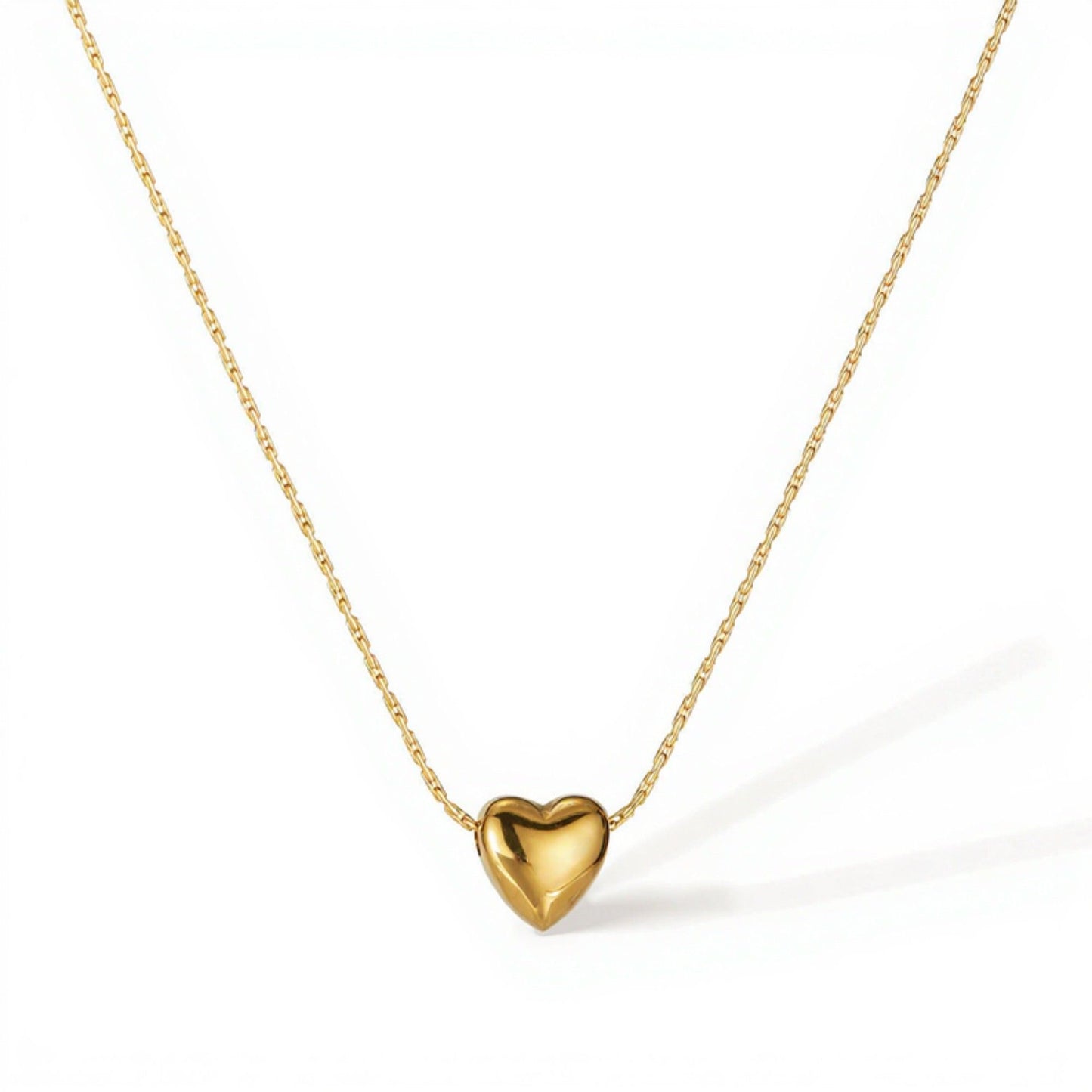 Minimalist Heart Pendant Necklace with Smooth Sculpted Charm and Delicate Chain for a Soft Elegant Everyday Accessory 10.5in