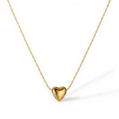 Minimalist Heart Pendant Necklace with Smooth Sculpted Charm and Delicate Chain for a Soft Elegant Everyday Accessory 10.5in