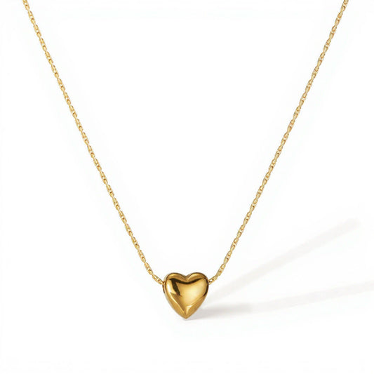 Minimalist Heart Pendant Necklace with Smooth Sculpted Charm and Delicate Chain for a Soft Elegant Everyday Accessory 10.5in