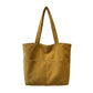 Corduroy Tote Bag Large Capacity Shoulder Bag with Front Pocket and Zipper Closure