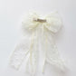 2pcs Sheer Polka Dot Bow Hair Clip with Layered Tulle Design and Long Ribbon Tails