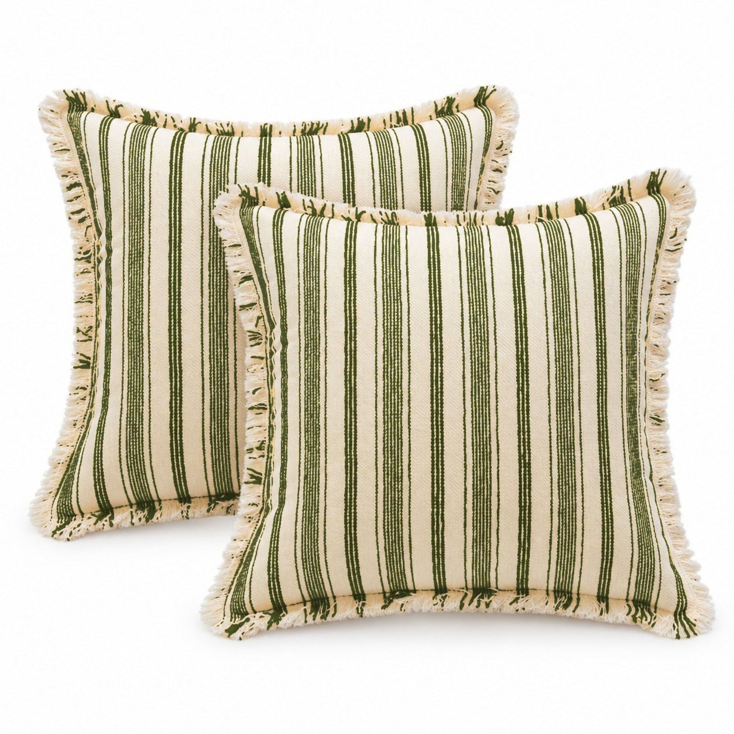 Striped Fringe Decorative Throw Pillow Cover Set of 2