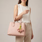 Floral Bag Charm with Pearl Look Beads and Gold Tone Ring