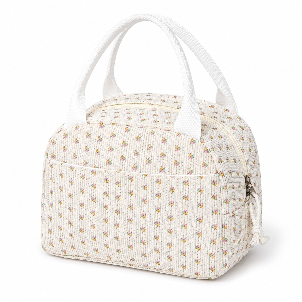 Printed Insulated Lunch Tote Bag with Double Handles and Zip Closure
