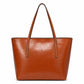 Large Faux Leather Tote Bag with Zip Closure and Interior Pockets