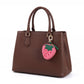 Pear Pouch Bag Charm with Zipper Closure and Gold Tone Clip