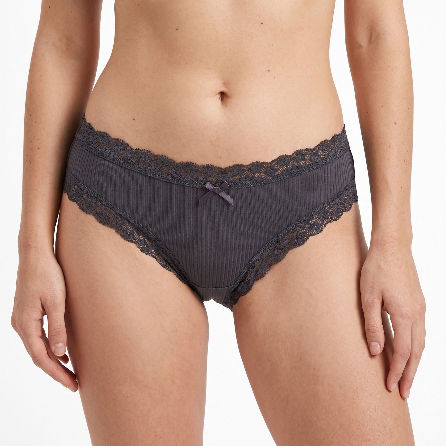 2 Pack Ribbed Floral Lace Bikini Underwear