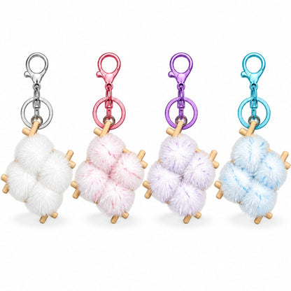 Fluffy Pom Keychain Cute Key Ring Handbag Charm Assorted Set