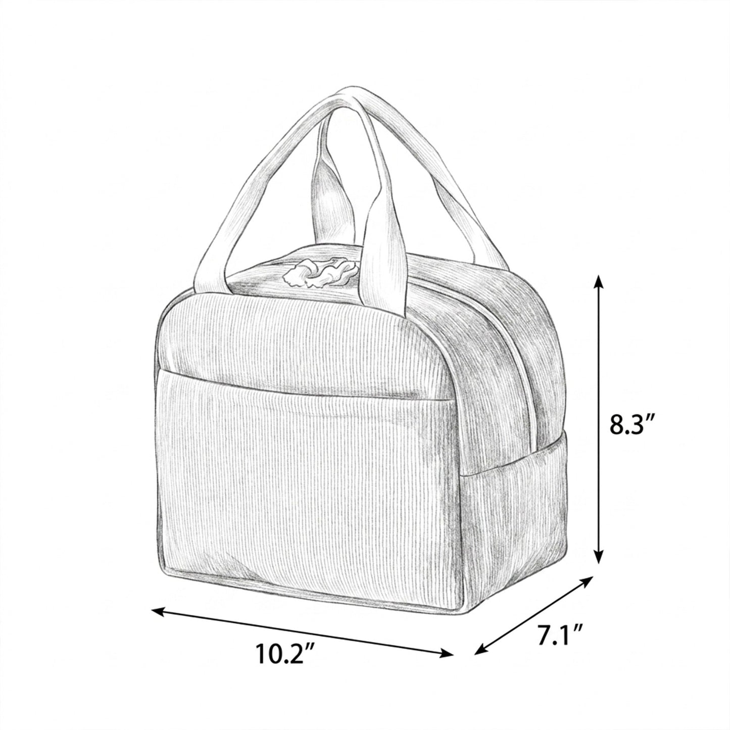Insulated Corduroy Lunch Bag with Front Pocket