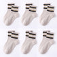 6 Pair Striped Crew Socks with Ribbed Cuffs