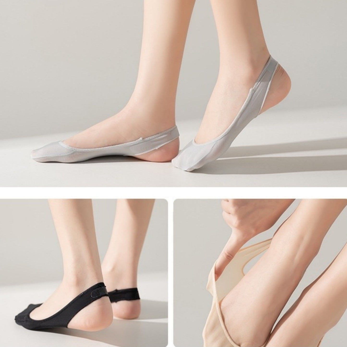 Low Cut No Show Liner Socks with Non-Slip 3D Silicone Heel Grip Pack of 6 Pairs