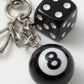 8 Ball Cherry Dice Charm Keychain with Heart Clip Novelty Bag Charm Key Ring Accessory