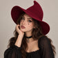 Pointed Knit Witch Hat with Wide Floppy Brim for Halloween