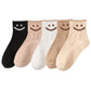 5 Pairs Women's Ankle Socks with Smiley Face Design Soft Cotton Ribbed Cuffs for Casual Everyday Wear