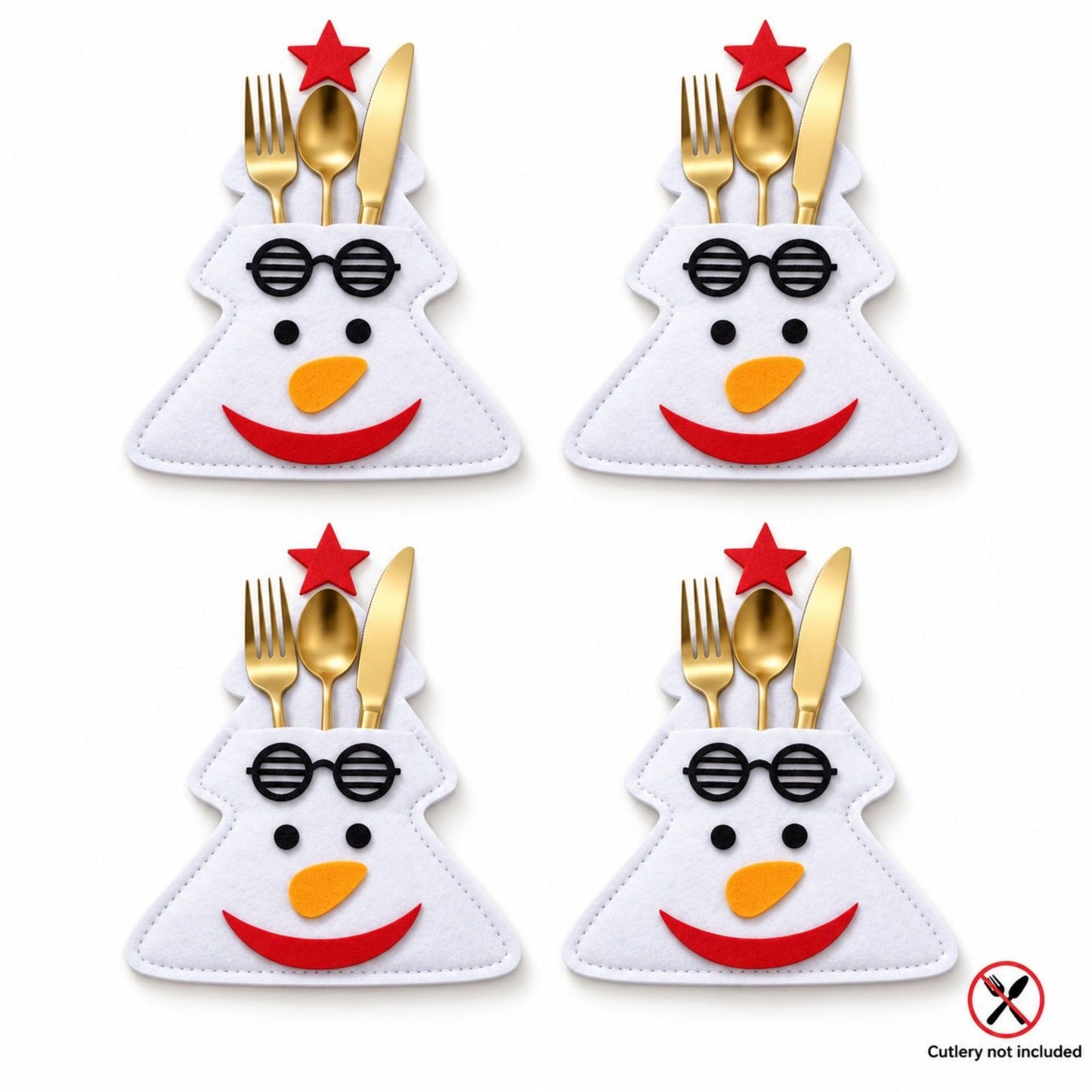 4pk Christmas Tree Santa Silverware Holders