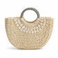 Straw Woven Shell Handbag with Round Handle