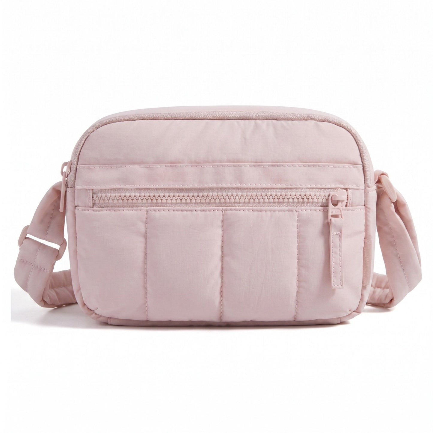 Padded Rectangular Crossbody Bag with Front Zip Pocket and Adjustable Padded Shoulder Strap 8.7x2.8x6.1in