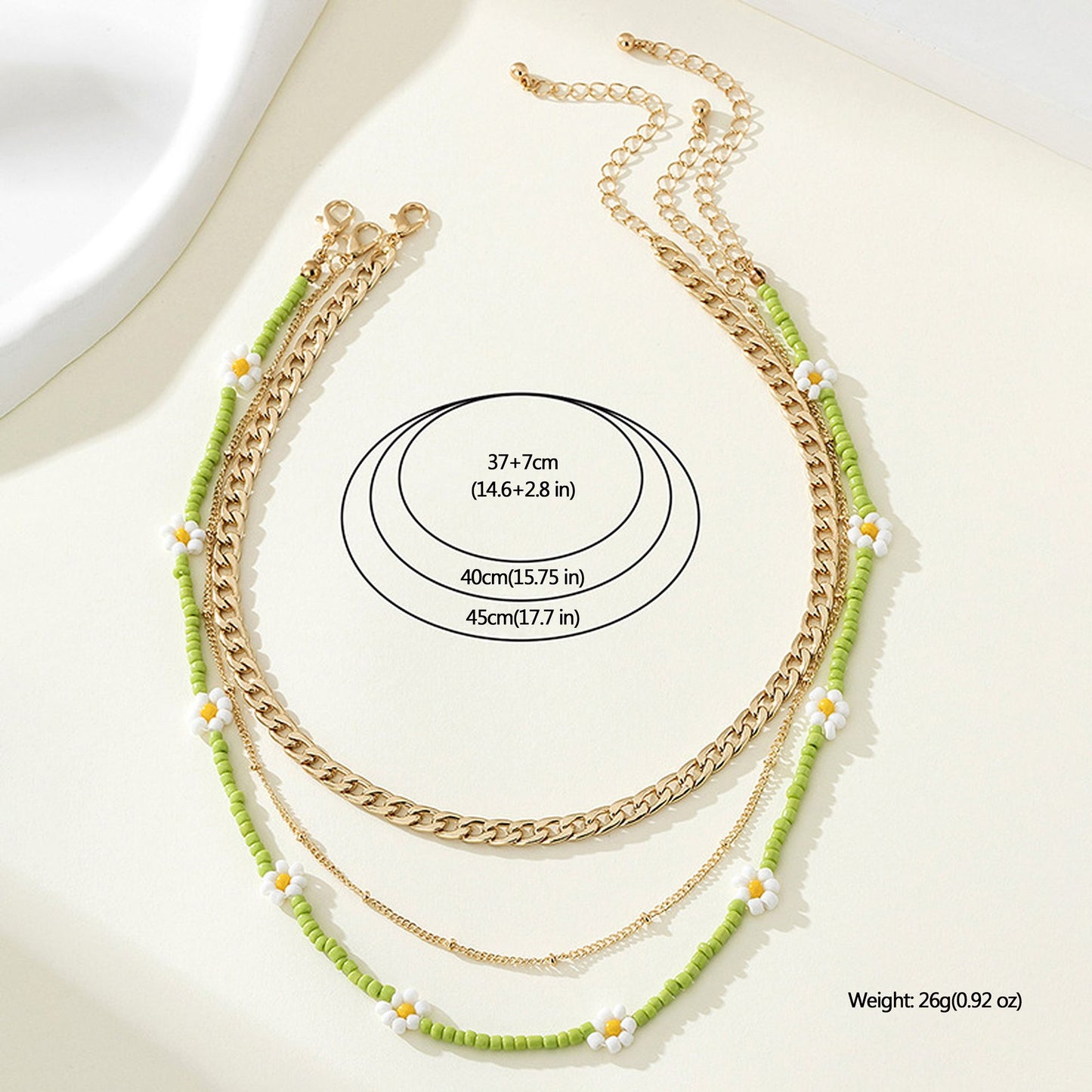 Women's Layered Beaded & Chain Necklace Set