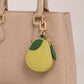 Pear Pouch Bag Charm with Zipper Closure and Gold Tone Clip