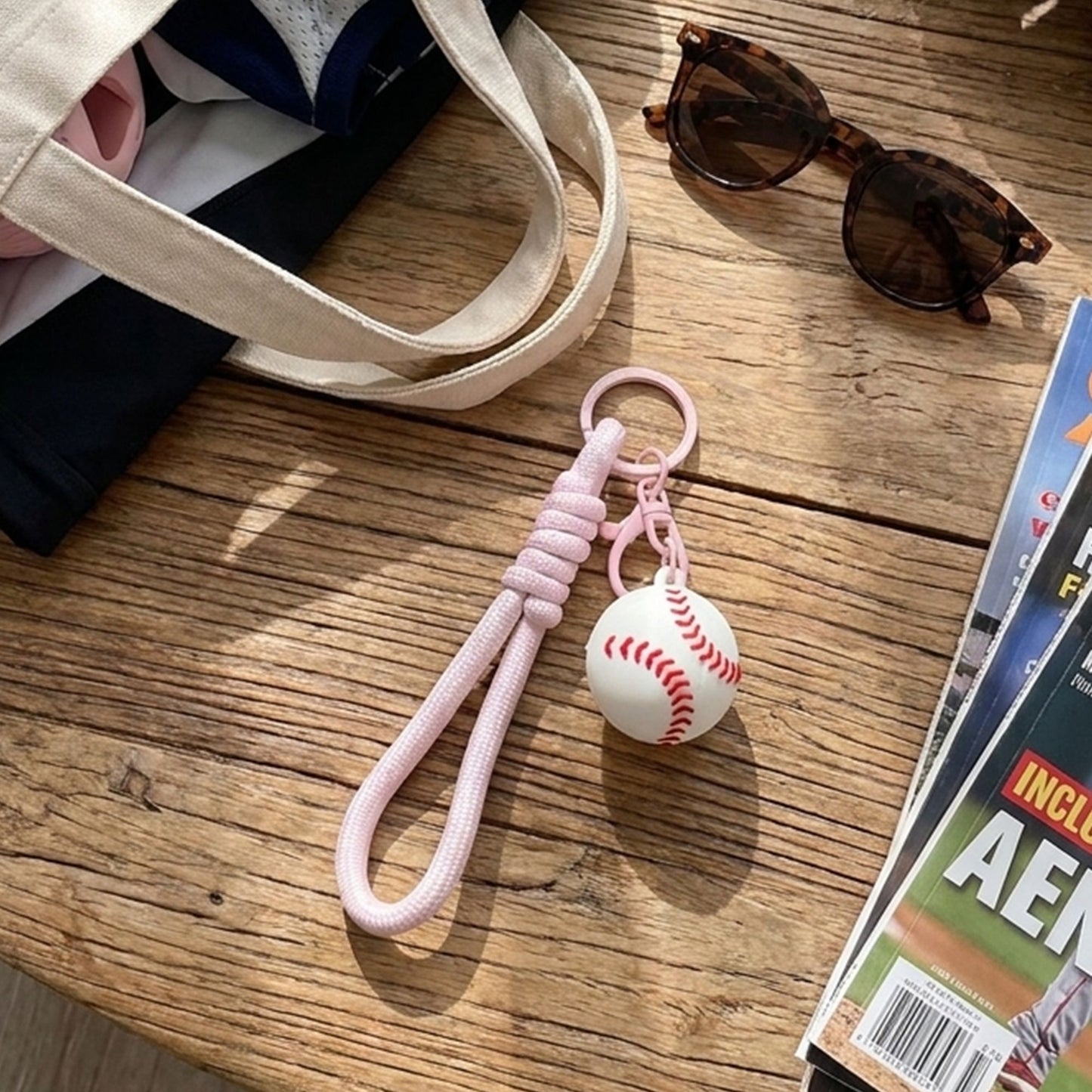 2 Pack Sports Ball Keychains with Wrist Strap and Clip Ring