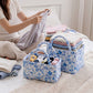2 Piece Quilted Floral Storage Tote Set with Handles and Front Pocket