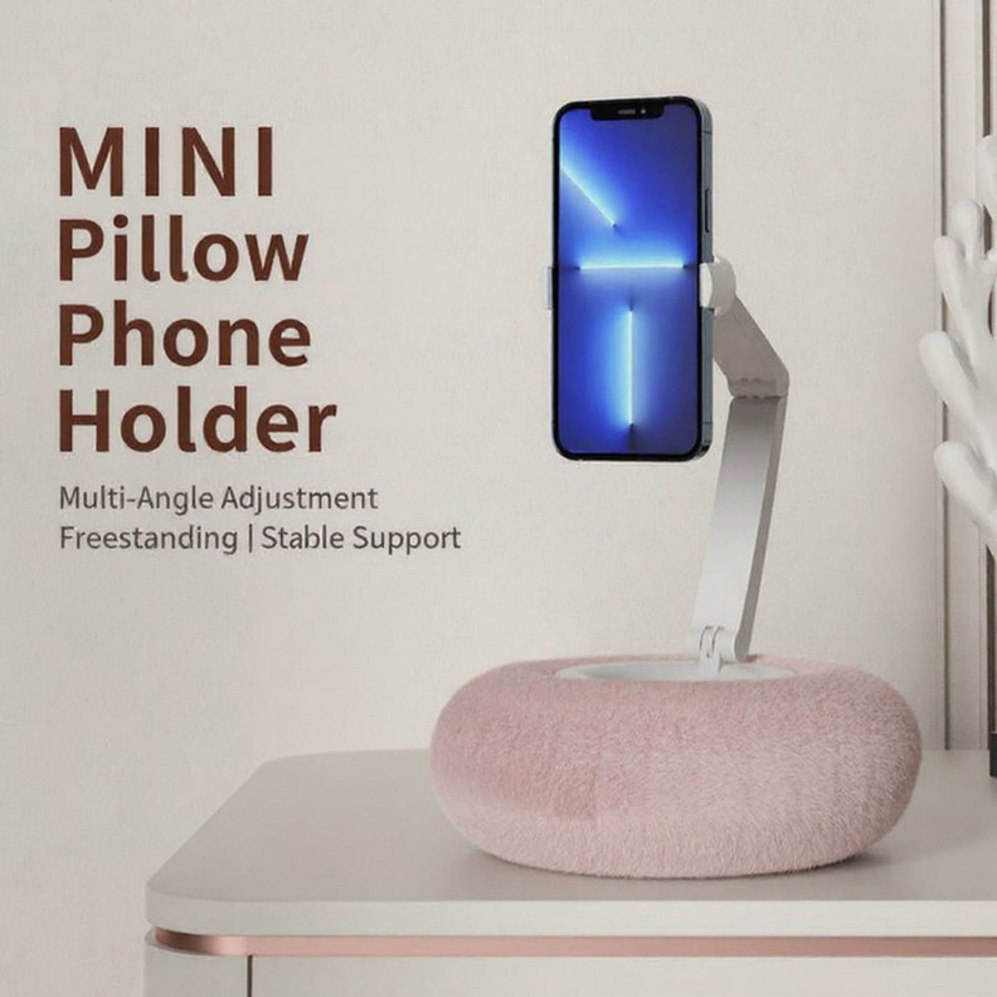 Plush Weighted Phone Stand with Adjustable Folding Holder for Hands-Free Viewing and Device Support