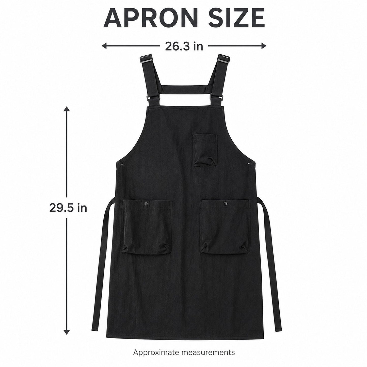 Water Resistant Utility Apron with Adjustable Straps and Three Pockets