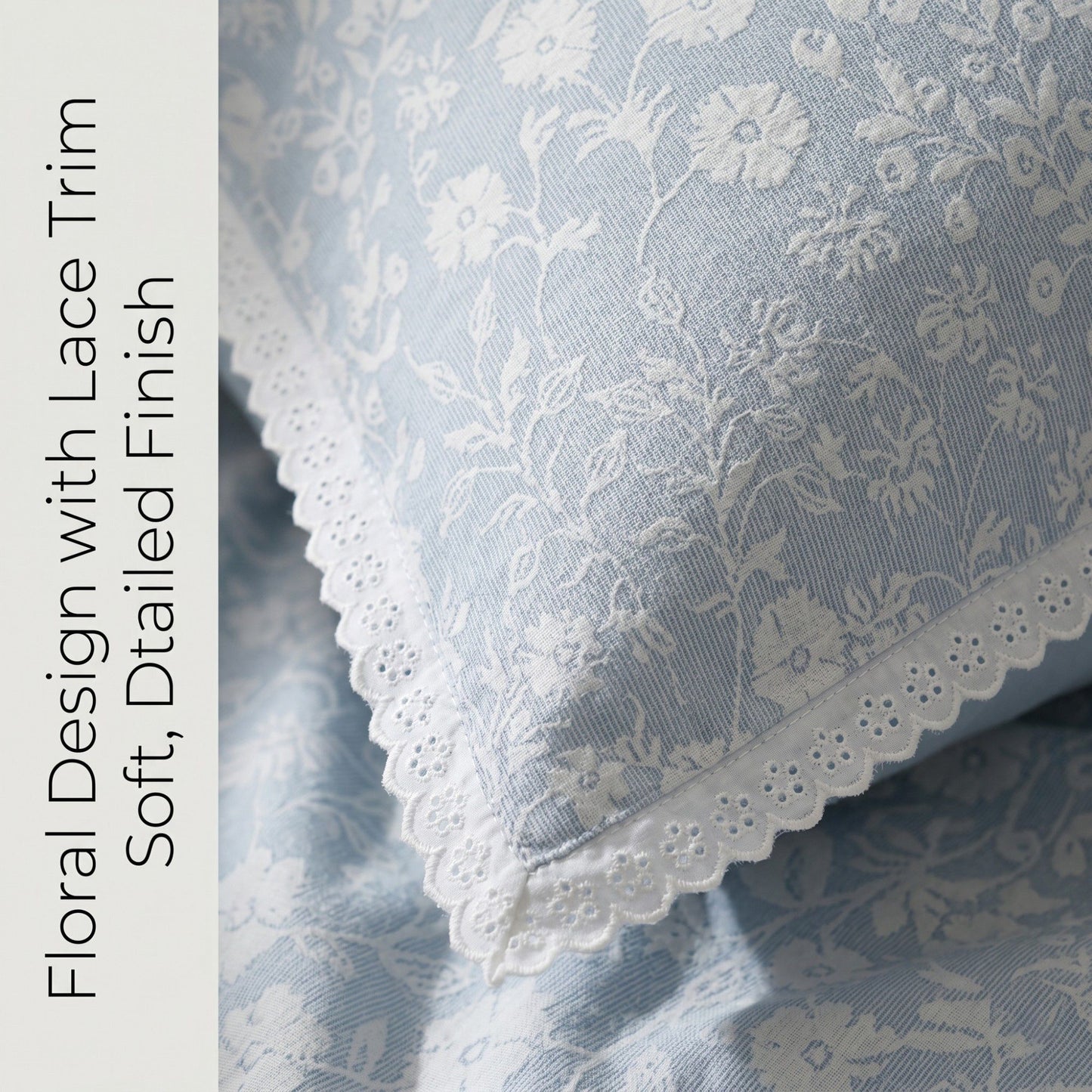 4-Piece Cotton Washed Jacquard Bedding Set with Duvet Cover Flat Sheet and Pillowcases Floral Texture