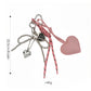 Heart Bag Charm Keychain with Beaded Bow Accent Clip and Faux Leather Heart Pendant