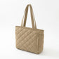 Quilted Tote Bag with Zipper Pockets and Water Resistant Fabric