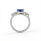 Women's Oval Gemstone Ring with Crystal Butterfly Accents and Floral Design