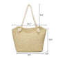 Woven Look Tote Bag with Rope Handles and Zipper Closure