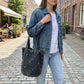 Embroidered Floral Bucket Tote Bag with Shoulder Handles