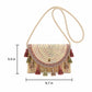 Boho Woven Fabric Crossbody Bag with Tassel Trim and Magnetic Closure