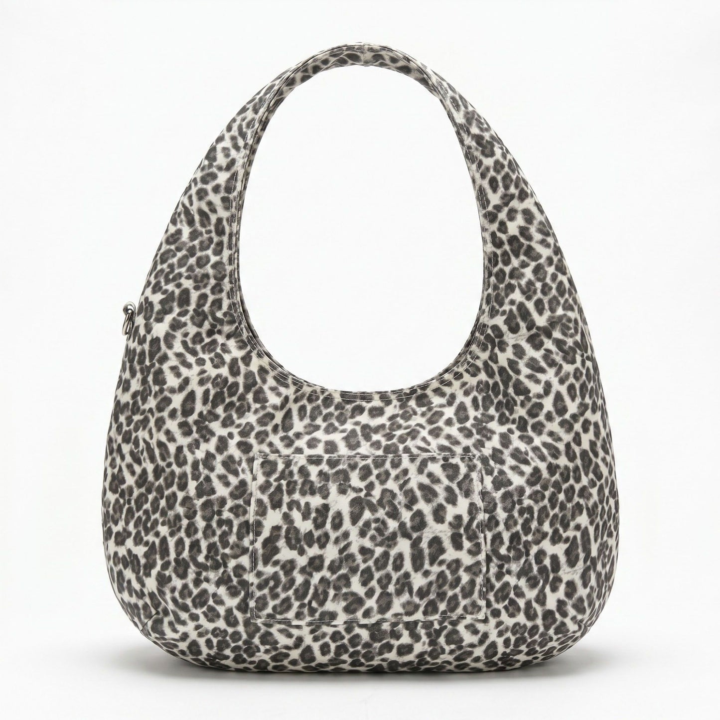 Leopard Print Hobo Tote Bag with Wide Shoulder Strap and Exterior Pocket 12.5x8x0.4in