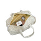 Quilted Cotton Duffel Bag with Floral Print and Double Handle Design