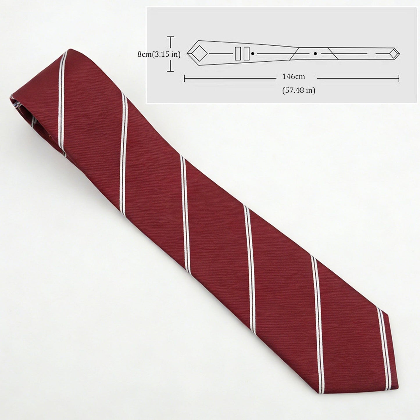 Men's Polyester Filament Tie with White Diagonal Stripes - Formal/Casual Necktie for Business, Weddings & Daily Wear
