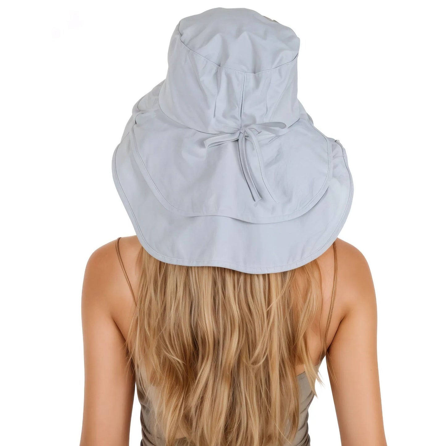 Sun Hat Wide Brim Bucket Hats with Neck Flap & Ponytail Hole