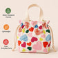 Printed Drawstring Lunch Tote with Top Handles