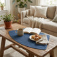 6 Piece Fan Shaped Faux Linen Placemat Set Waterproof Heat Resistant Table Mats for Dining Table