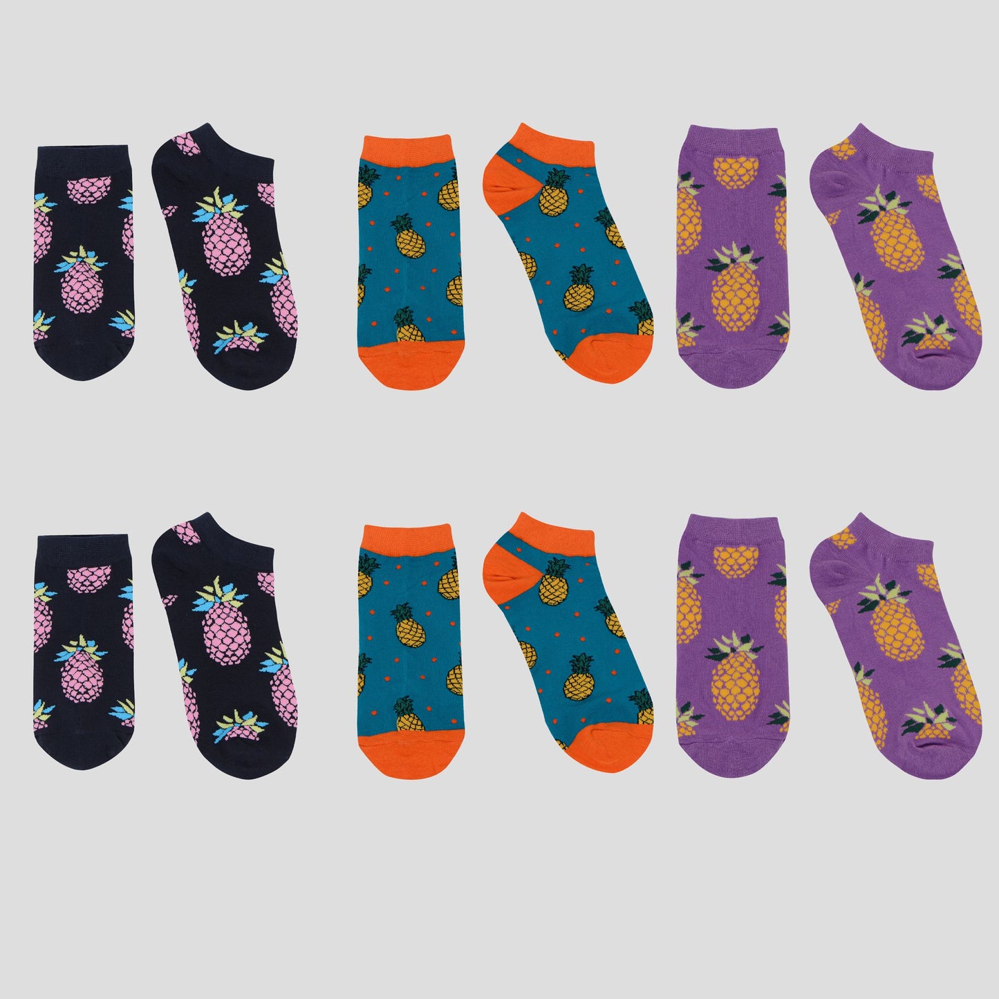 Fruit Print No Show Socks Breathable Cotton 6pk