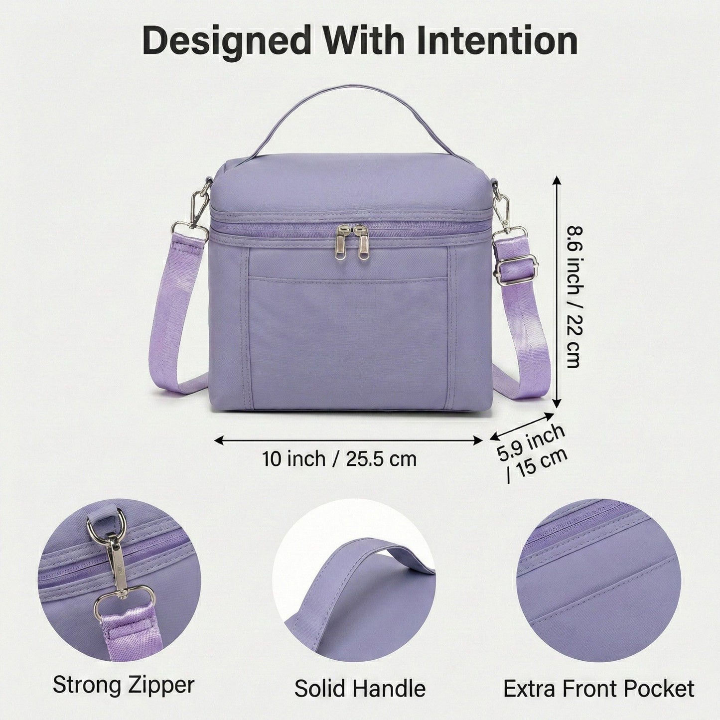 Oxford Fabric Crossbody Utility Bag with Double Zipper Closure and Adjustable Shoulder Strap