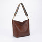 Faux Leather Hobo Shoulder Bag with Adjustable Wide Strap and Zipper Pockets
