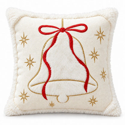 Christmas Embroidered Plush Throw Pillow Cover 18 x 18 Inch 1 Pack