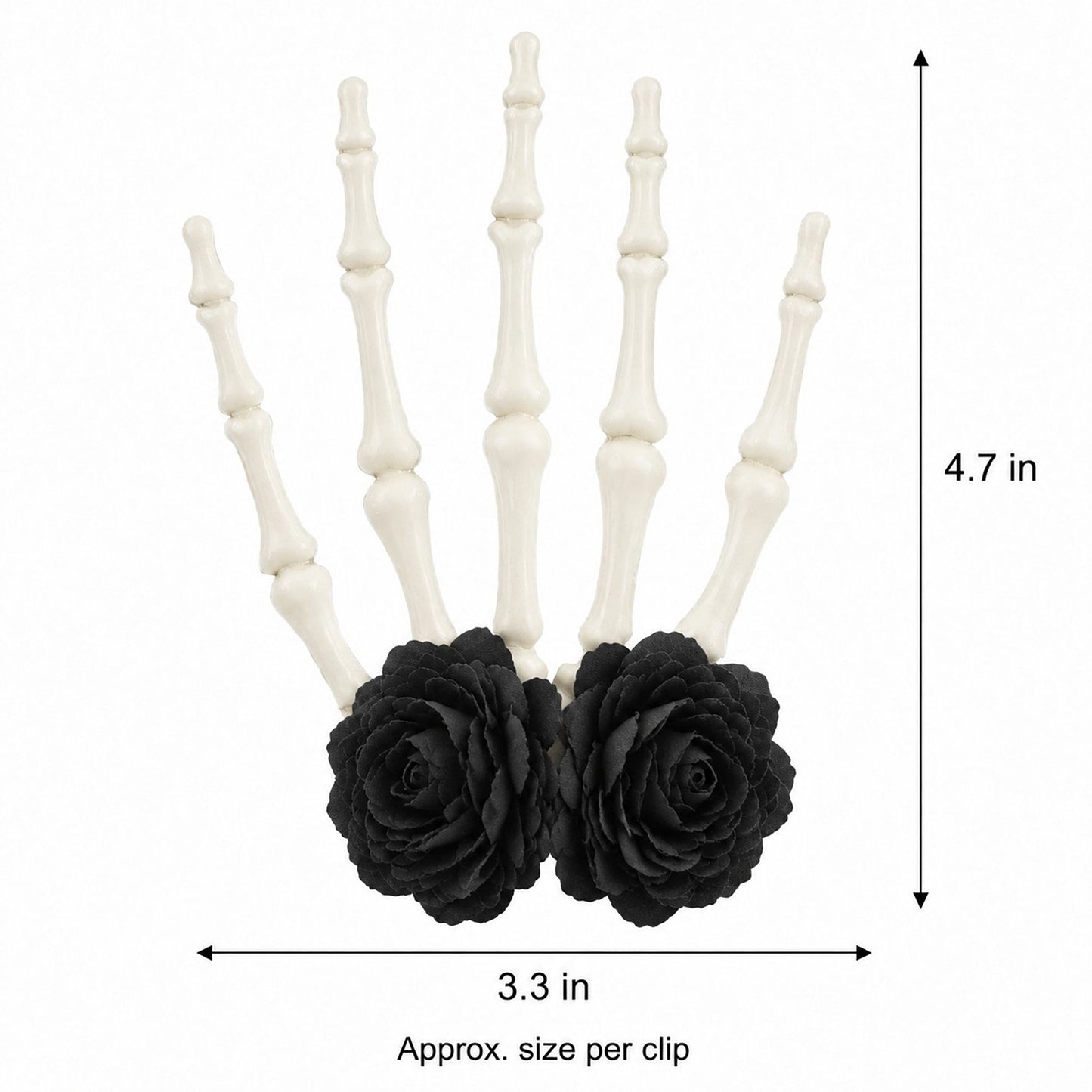 Halloween Skeleton Hand Rose Hair Clips 2pc